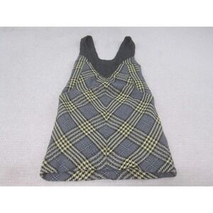 Free People Dress Womens 2 Gray Yellow Plaid Wool Blend Sleeveless Boho Lined‎